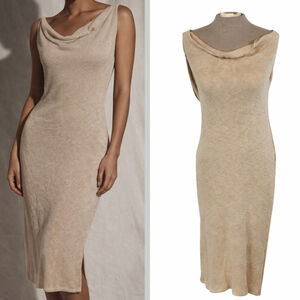 Lovers and Friends Brown Knit Cowl Neck Midi Dress Women’s Medium Sleeveless NWT